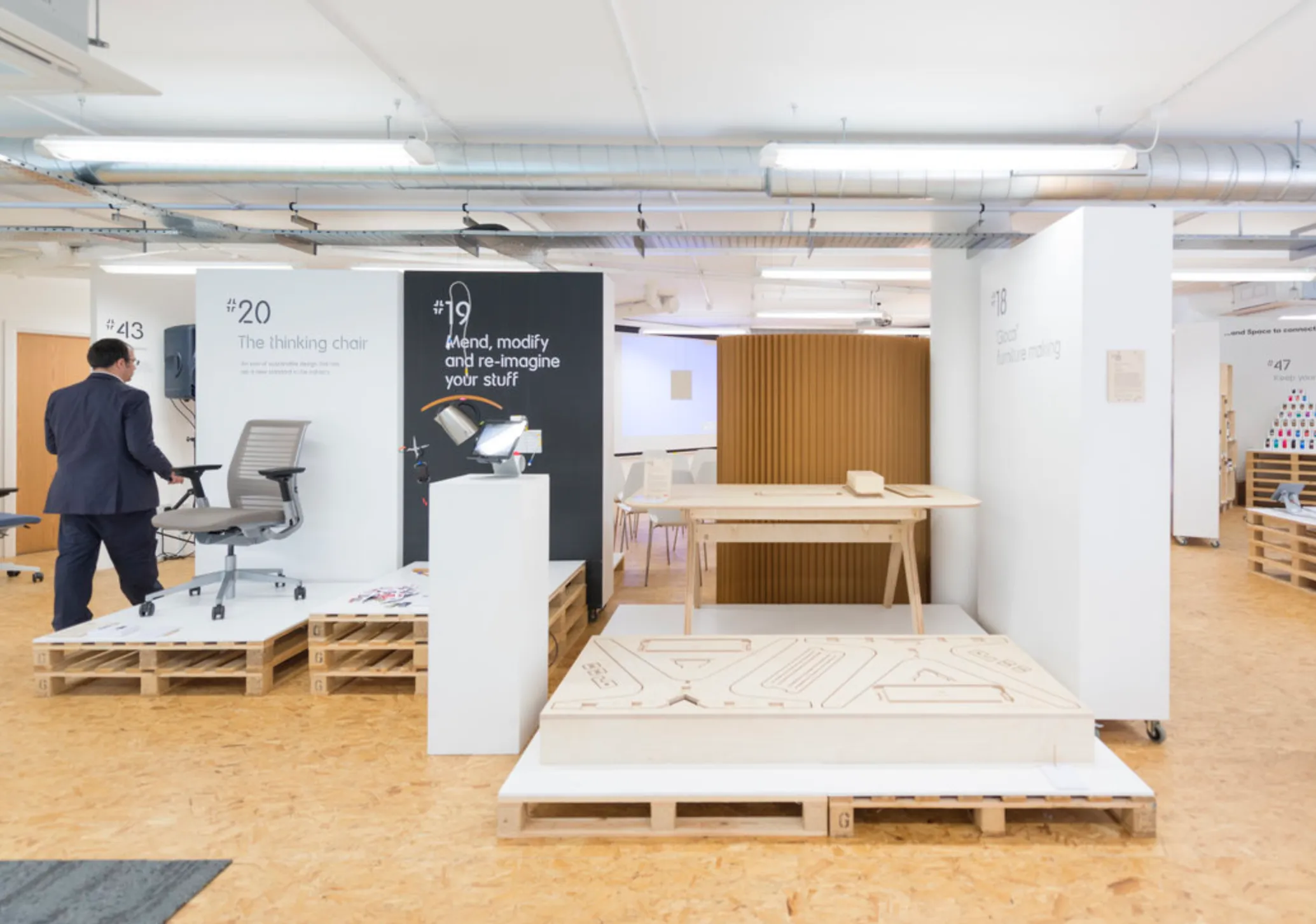 the exhibition space showing products and ideas